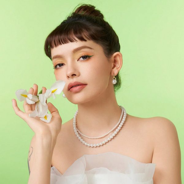 Natural freshwater pearl necklace, fashionable and elegant, Y-shaped chain and clavicle chain girlfriend, bride, Valentine's Day gift