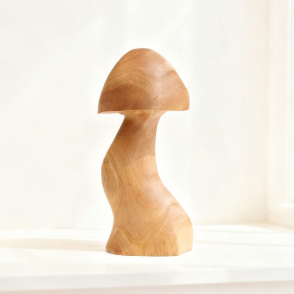 Handmade camphor wood mushroom sculpture, organic bentwood, Zen inspired meditation decoration, collectible gift.