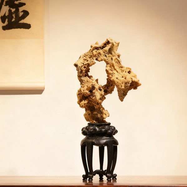 Handcrafted natural Taihu stone Chinese Zen-inspired decorative and collectible ornaments.
