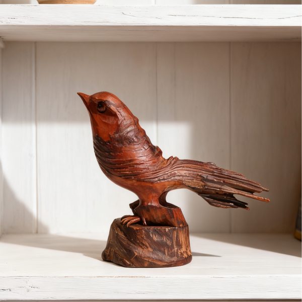 Handmade pine resin (pine torch) bird sculpture, natural wood art, Zen meditation ornament