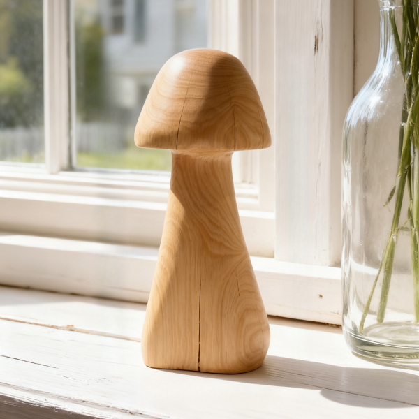 Handmade camphor wood mushroom sculpture, natural wood, Zen meditation decorative gift