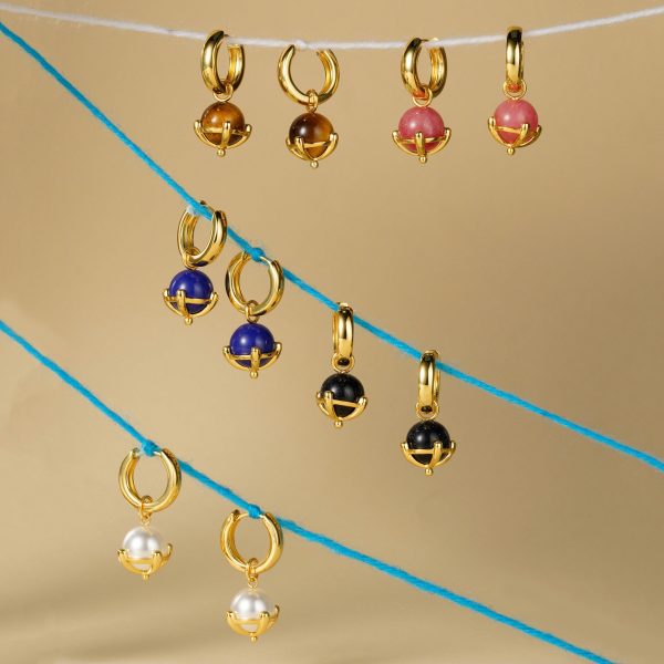 Ocean-themed gold earrings, featuring sparkling gemstones, perfect for vacations, dates, and everyday commutes.