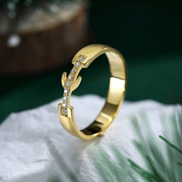 Crescent Row Diamond Design Round Inlaid Ring,Suitable For Daily Commuting Outfits, Friends Gatherings