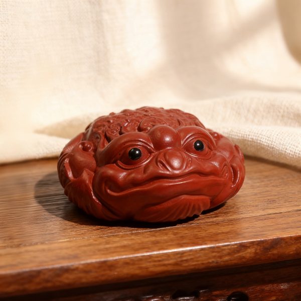 Handcrafted Red Zisha Money Toad (Jin Chan) Tea Pet, Feng Shui Wealth Animal, Meditation Decor & Collectible Gift