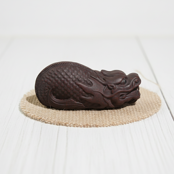 Vintage Zisha Handcrafted Dragon Fish Sculpture Tea Pet, Auspicious Dragon Fish Ornament, Feng Shui Home & Collectible Gift