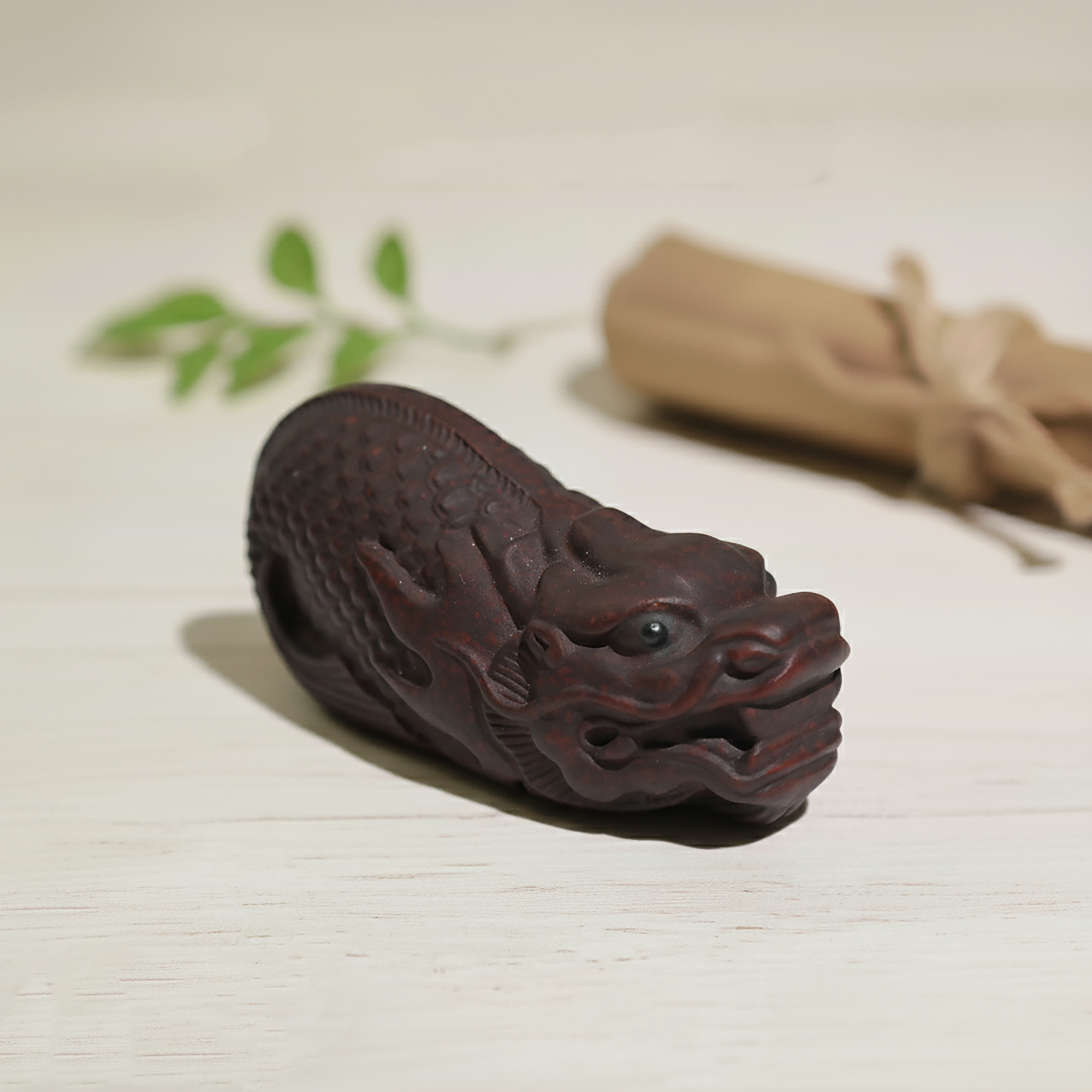 Vintage Zisha Handcrafted Dragon Fish Sculpture Tea Pet, Auspicious Dragon Fish Ornament, Feng Shui Home & Collectible Gift - 图片 2