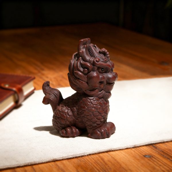 Hand-Carved Pixiu Statue, Zisha Clay Pixiu, Zen Desktop Decor, Wealth & Protection