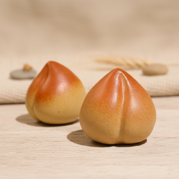 Ancient Pottery Peach of Immortality Ornament, Zen Tea Pet / Incense Holder, Traditional Chinese Blessing
