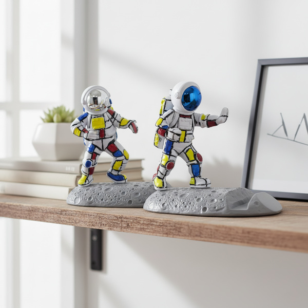 Mondrian Astronaut Phone Stand, De Stijl Space Figurine, Geometric Art iPhone Holder, Unique Desk Decor Gift, Artist gift, Collectible art