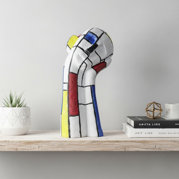 Mondrian Style Abstract Head Sculpture, De Stijl Figurative Art Object, Primary Colors Modernist Human Form Decor, Artist gift, Collectible art