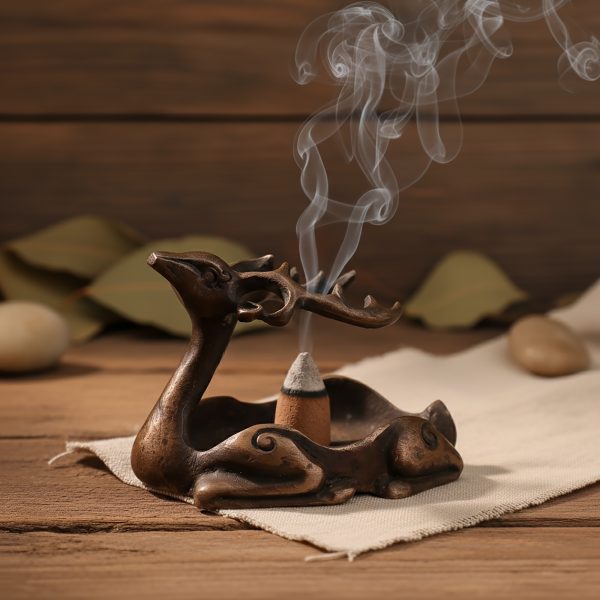 Vintage Copper Deer Incense Stand, Multi-Functional Tea Light & Incense Holder, Calming Incense Burner, Zen & Meditation Gift