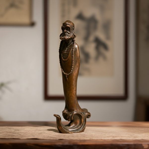 Zen Daruma Statue, Handcrafted Alloy Meditation & Desktop Ornament, Home & Office Decor Gift